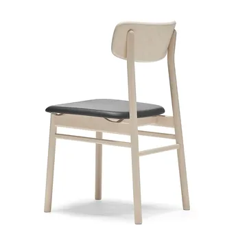 Sedia in betulla chiara laccata opaca Prima Vista - Pelle Elmosoft VII 99001 nero - Stolab
