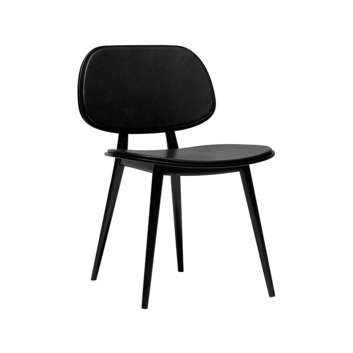 Sedia My Chair - cuoio nero, base in betulla laccata nera - Stolab