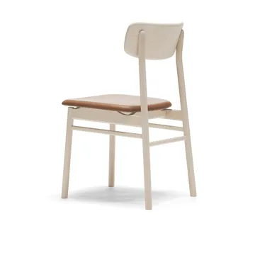 Sedia Prima Vista in betulla oliata bianca - Pelle Elmosoft 43807 cognac - Stolab