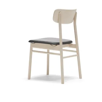 Sedia Prima Vista in betulla oliata bianca - Pelle Elmosoft 99001 nera - Stolab