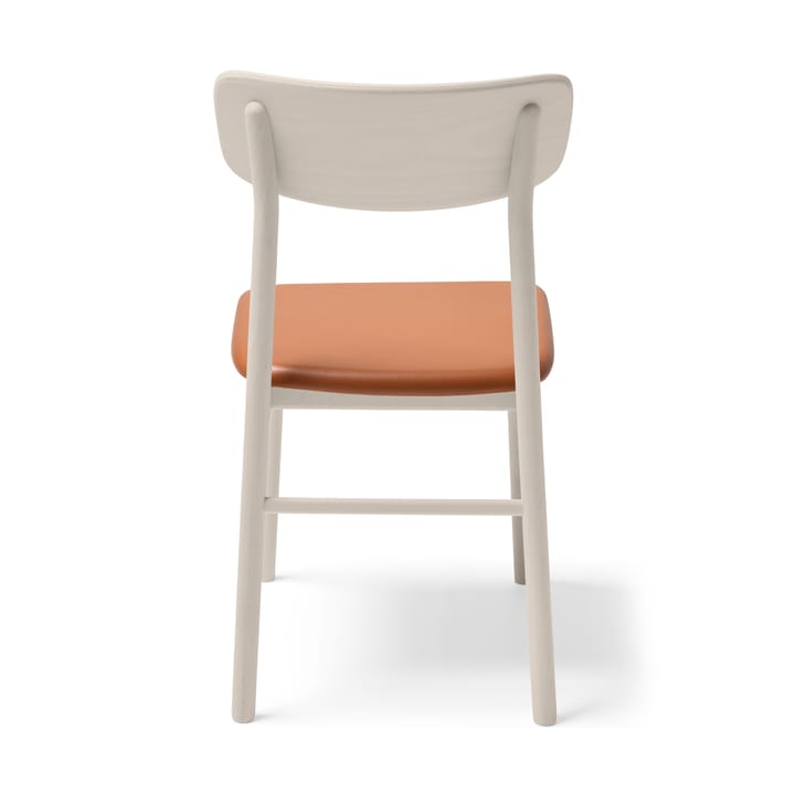 Sedia Prima Vista in betulla oliata bianca, Pelle elmotique 43807 cognac Stolab