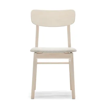 Sedia Prima Vista in betulla oliata bianca - Tessuto Atto Driftwood V3576/01 grigio - Stolab