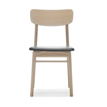 Sedia Prima Vista in rovere chiaro laccato opaco - Pelle Elmosoft 99001 nera - Stolab