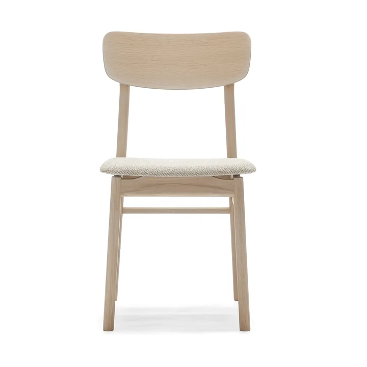 Sedia Prima Vista in rovere chiaro laccato opaco - Tessuto Atto Driftwood V3576/01 grigio - Stolab