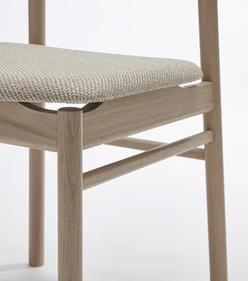 Sedia Prima Vista in rovere chiaro laccato opaco - Tessuto Atto Driftwood V3576/01 grigio - Stolab