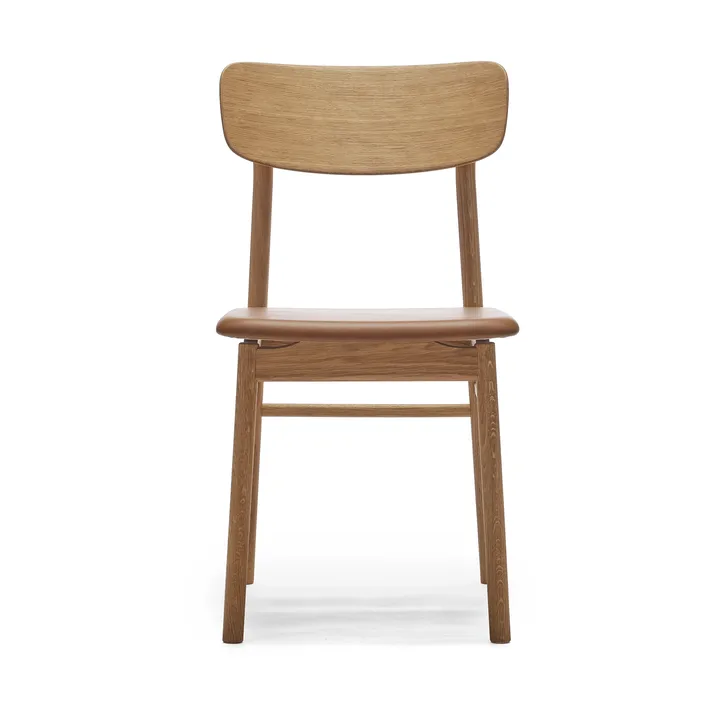 Sedia Prima Vista in rovere oliato - Pelle Elmosoft 43807 cognac - Stolab