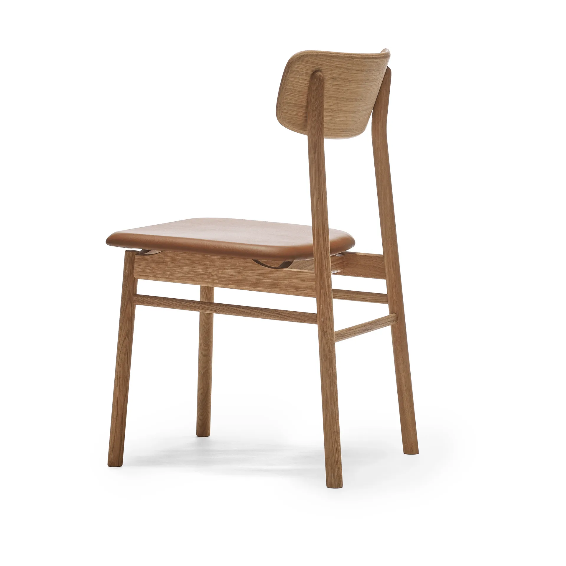Sedia Prima Vista in rovere oliato, Pelle Elmosoft 43807 cognac Stolab