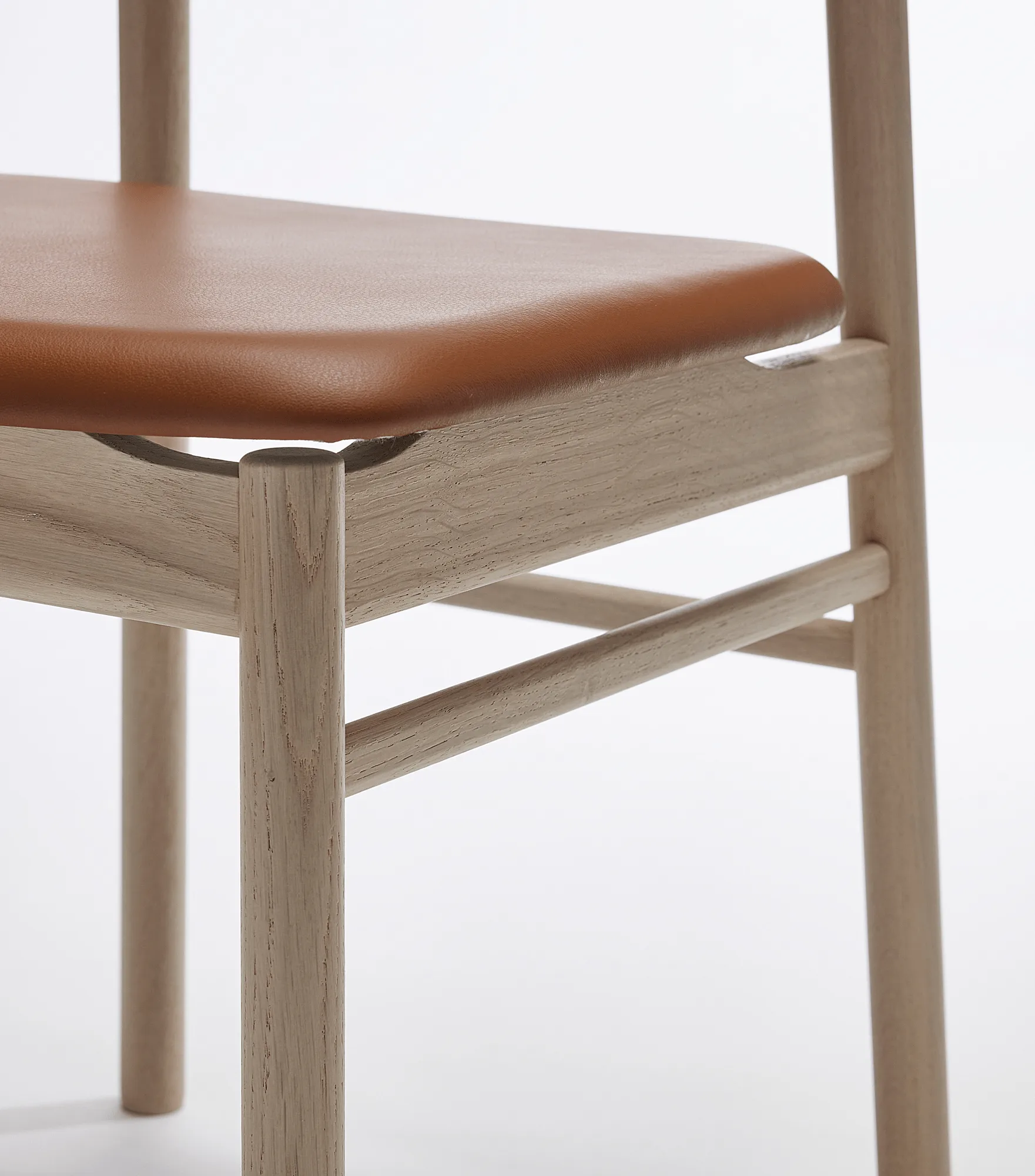 Sedia Prima Vista in rovere oliato, Pelle Elmosoft 43807 cognac Stolab
