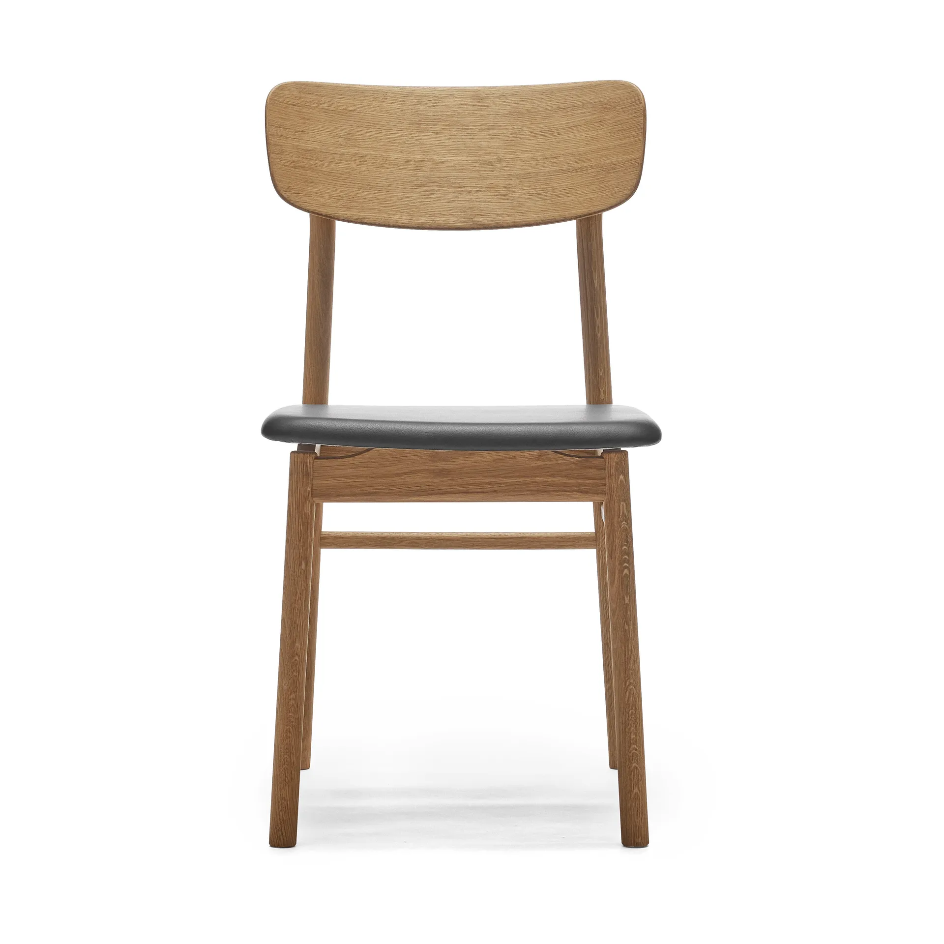 Sedia Prima Vista in rovere oliato, Pelle Elmosoft 99001 nera Stolab