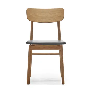 Sedia Prima Vista in rovere oliato - Pelle Elmosoft 99001 nera - Stolab
