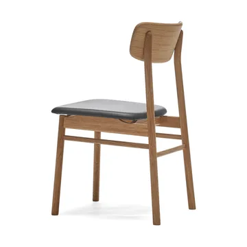 Sedia Prima Vista in rovere oliato - Pelle Elmosoft 99001 nera - Stolab