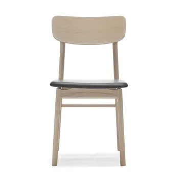 Sedia Prima Vista in rovere oliato - Pelle Elmosoft 99001 nera - Stolab