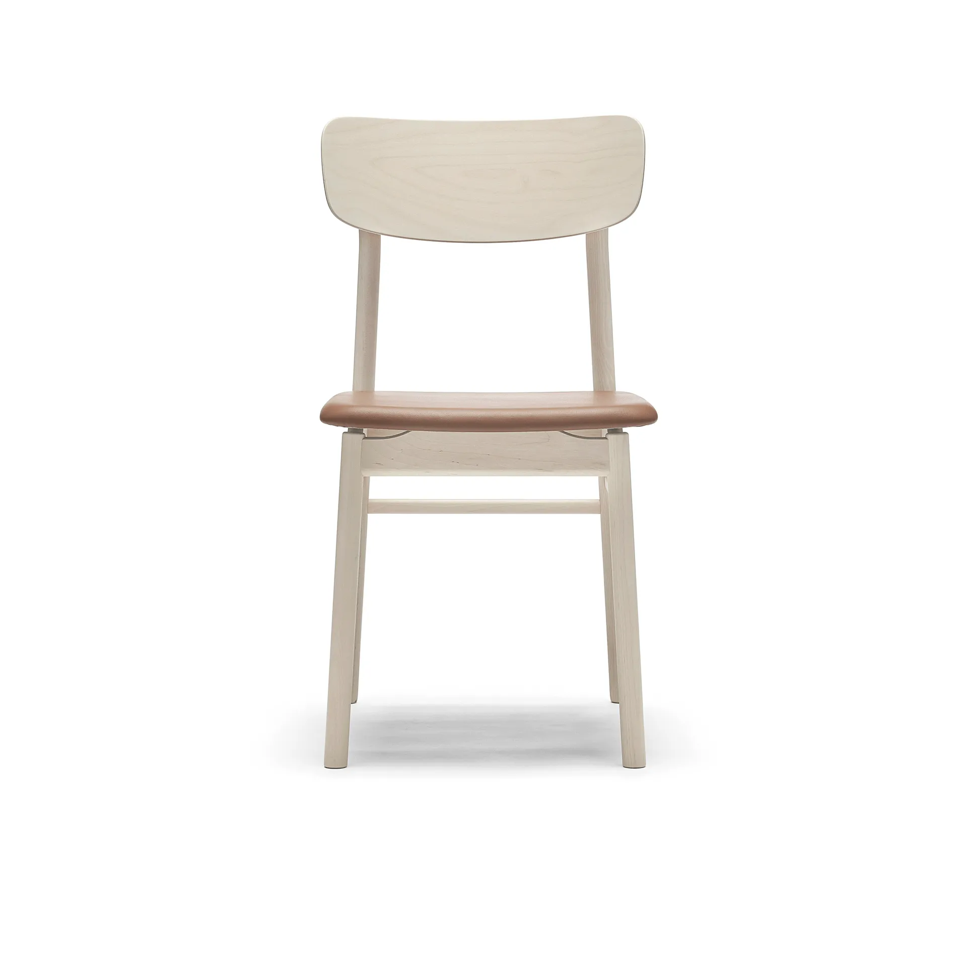 Sedia Prima Vista, Pelle Elmosoft 43807 cognac-betulla chiara laccata opaca Stolab
