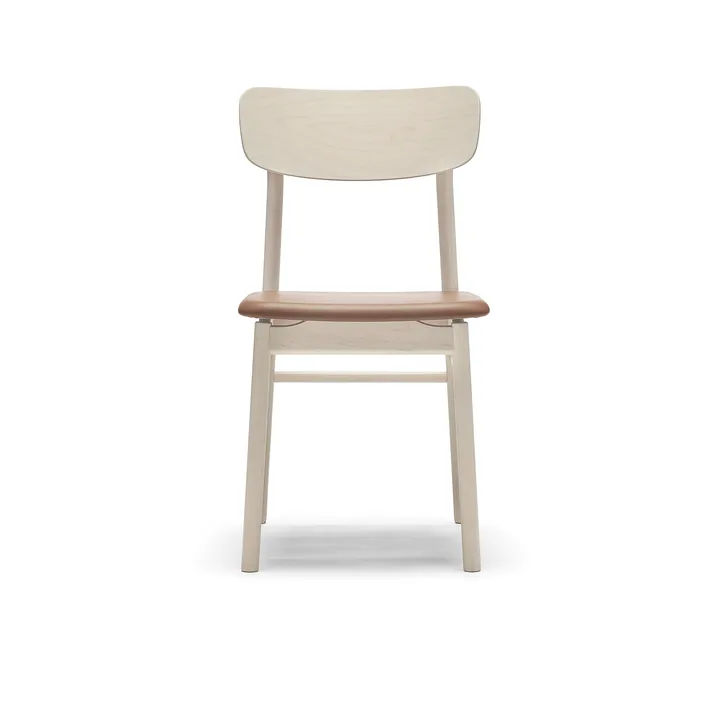 Sedia Prima Vista - Pelle Elmosoft 43807 cognac-betulla chiara laccata opaca - Stolab