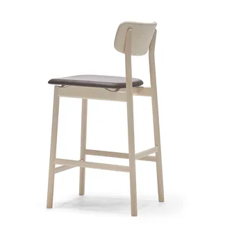 Sgabello da bar Prima Vista - cuoio Elmosoft marrone scuro, base in betulla chiara laccata opaca, 65 cm - Stolab