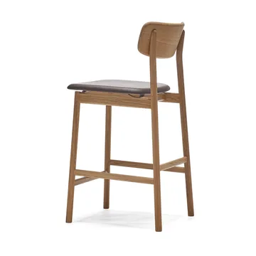 Sgabello da bar Prima Vista - cuoio Elmosoft marrone scuro, base in rovere oliato colore naturale - Stolab