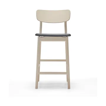 Sgabello da bar Prima Vista - cuoio Elmosoft nero-base in betulla chiara lac, 65 cm - Stolab