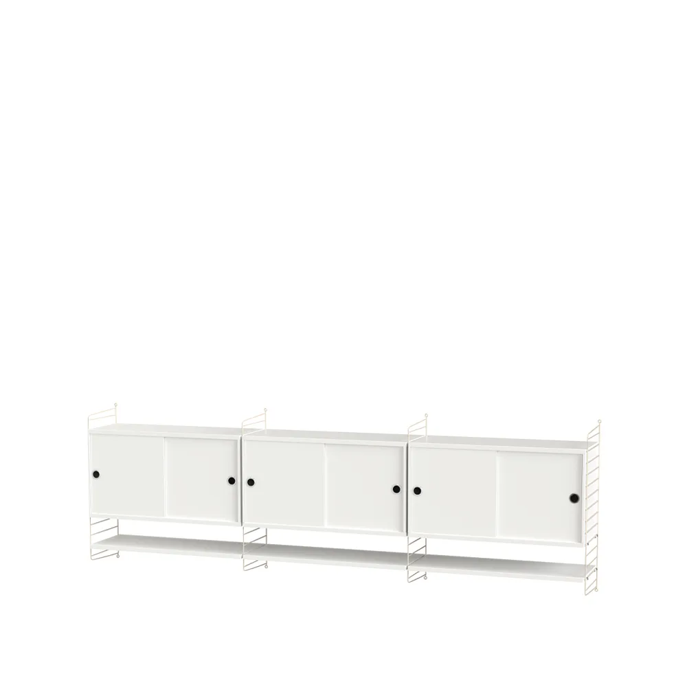 Scaffale da salotto String bianco e beige - combinazione E,  String
