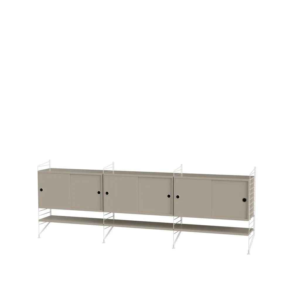 Scaffale da salotto String bianco e beige - combinazione F,  String