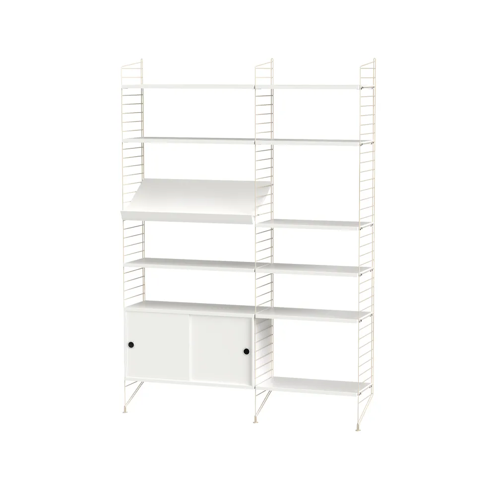 Scaffale da salotto String bianco e beige - combinazione H String