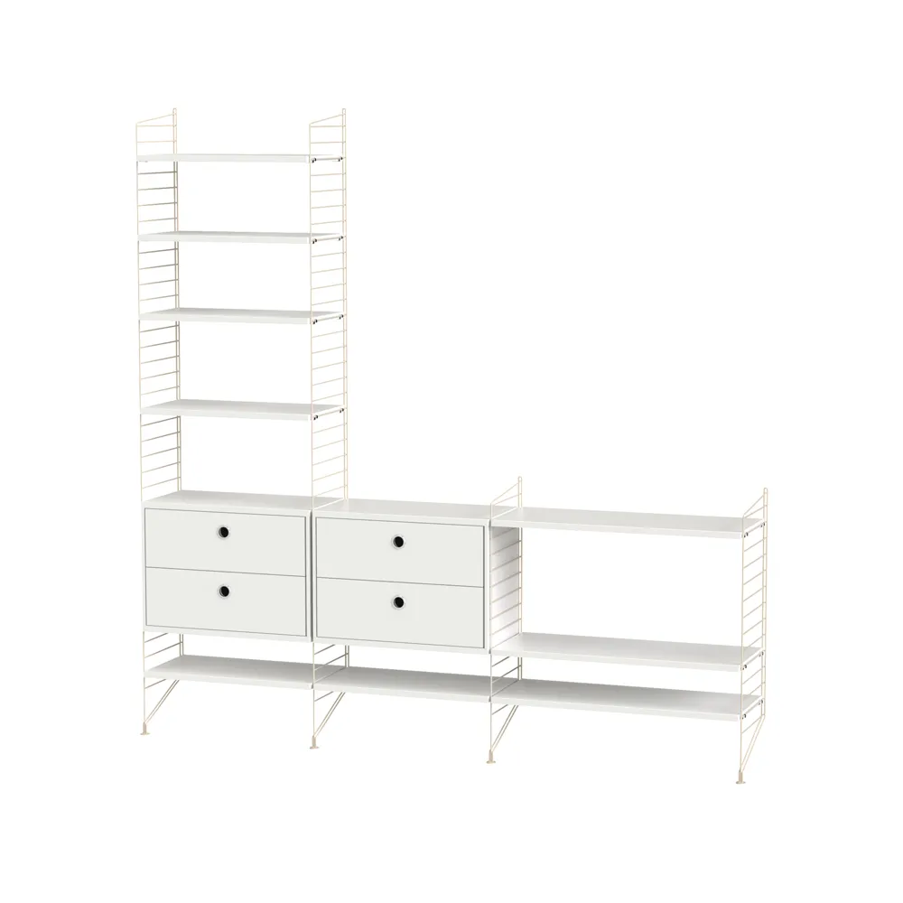 Scaffale da salotto String bianco e beige - combinazione J String