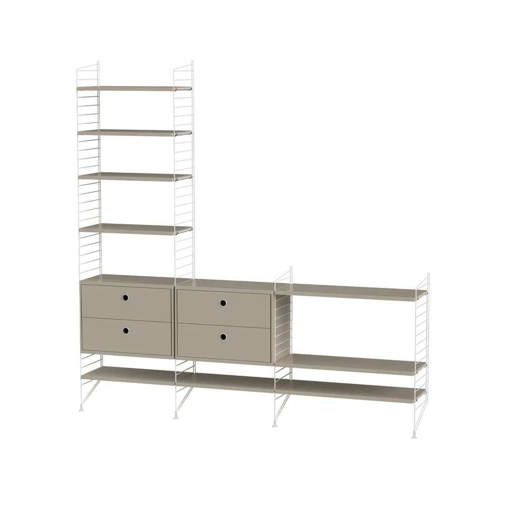 Scaffale da salotto String bianco e beige - combinazione J String