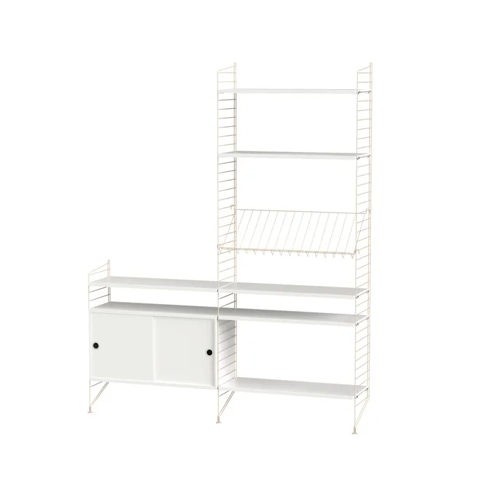 Scaffale da salotto String bianco e beige - combinazione K - String