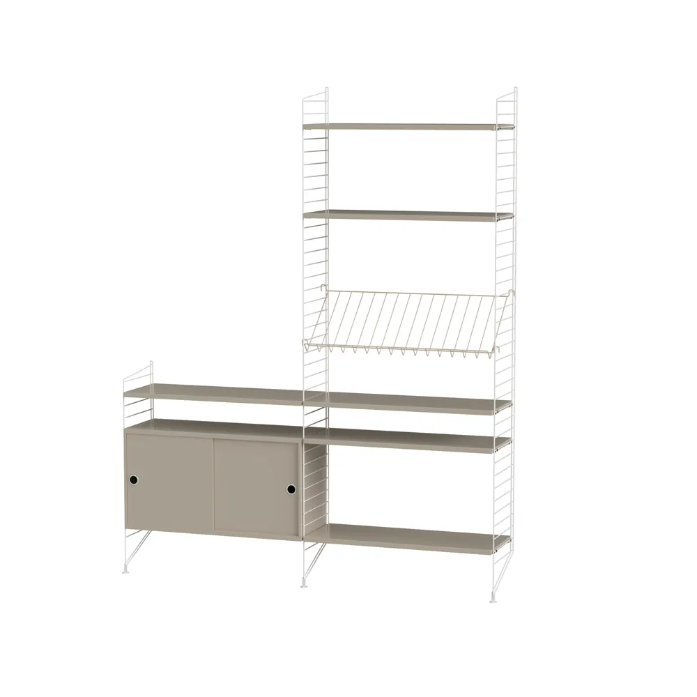 Scaffale da salotto String bianco e beige - combinazione K String