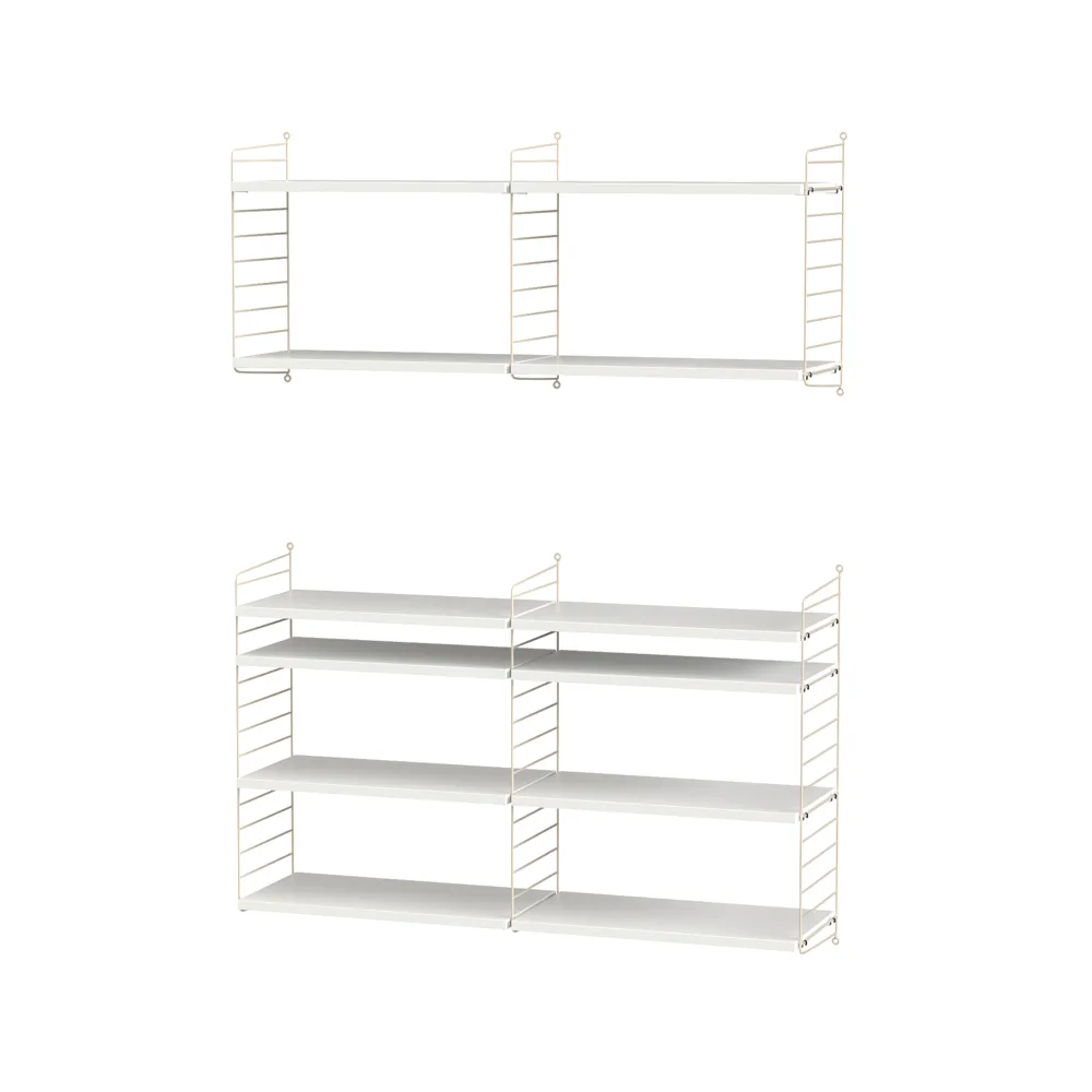 Scaffale da salotto String bianco e beige - combinazione N String