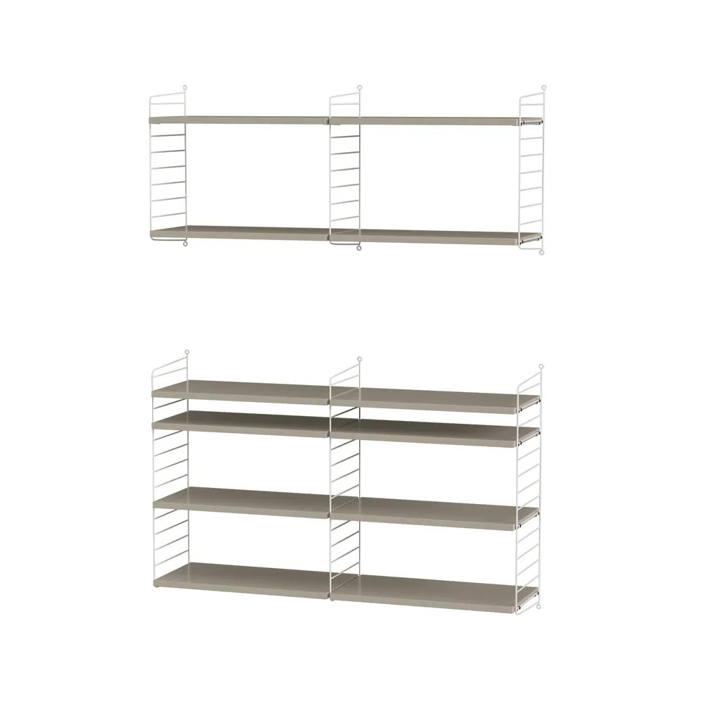 Scaffale da salotto String bianco e beige - combinazione N String