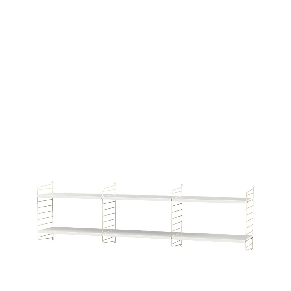 Scaffale da salotto String bianco e beige - combinazione O,  String