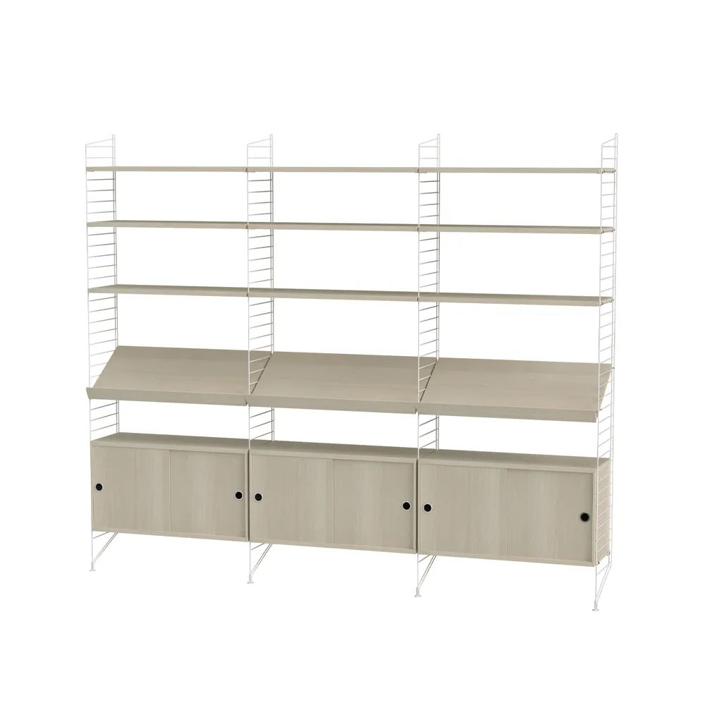 Scaffale da salotto String frassino e bianco - combinazione G String