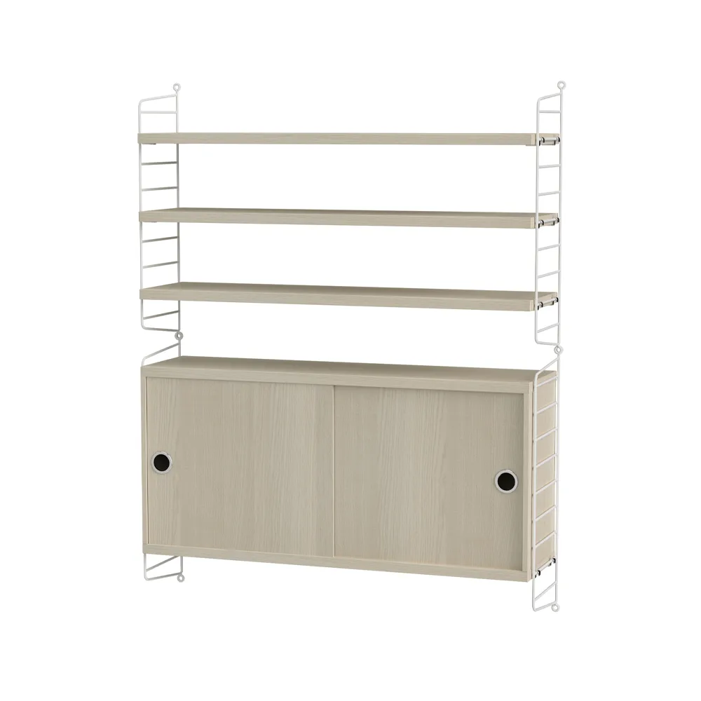 Scaffale da salotto String frassino e bianco - combinazione I,  String
