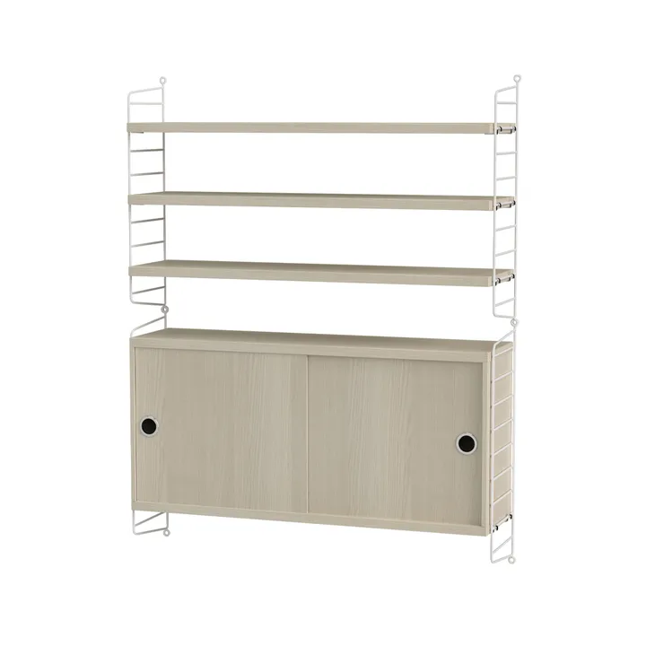Scaffale da salotto String frassino e bianco - combinazione I - String