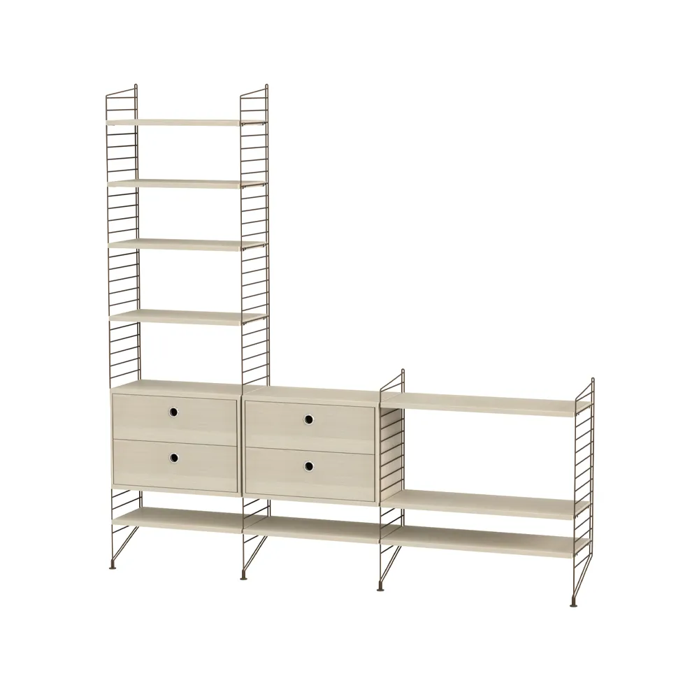 Scaffale da salotto String frassino e marrone - combinazione J String