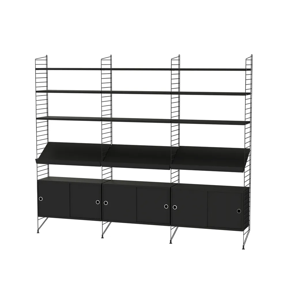 Scaffale da salotto String nero - combinazione G String