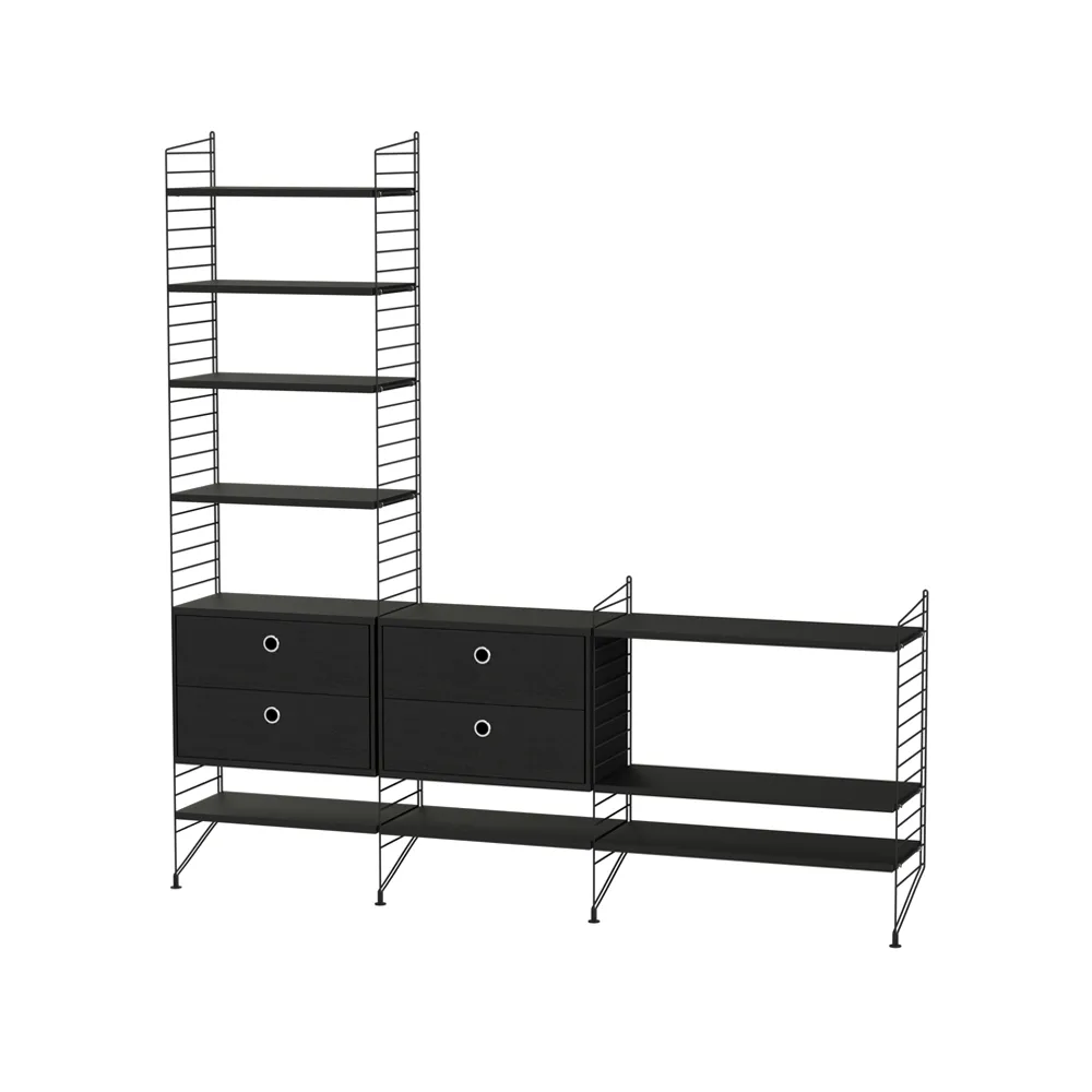 Scaffale da salotto String nero - combinazione J String