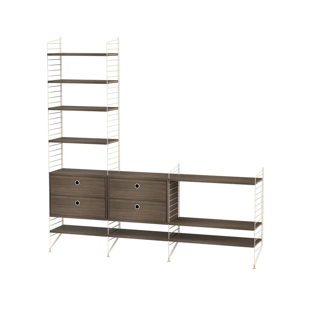 Scaffale da salotto String noce e beige - combinazione J String