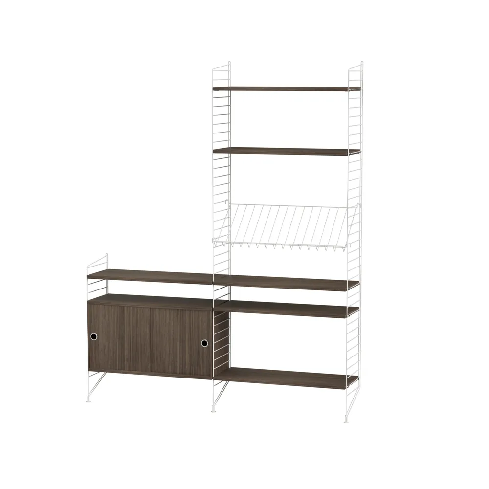 Scaffale da salotto String noce e bianco - combinazione K String