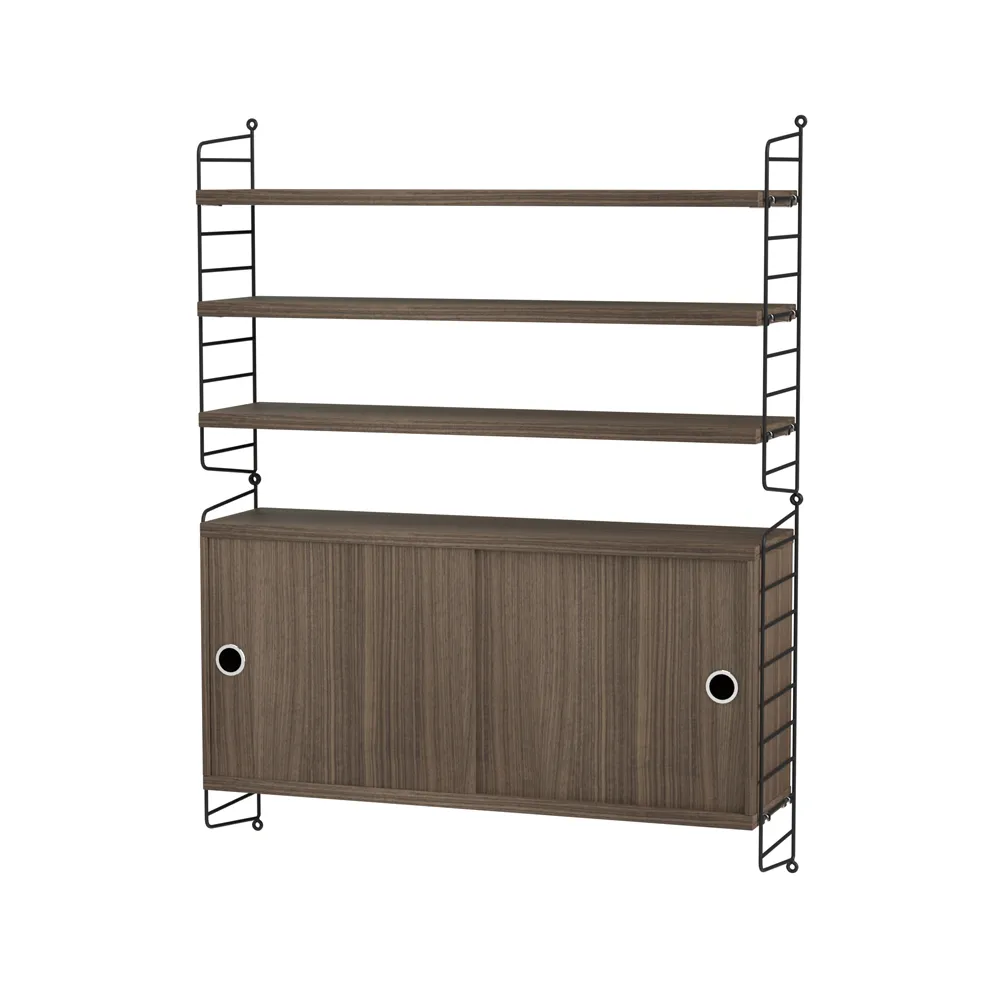 Scaffale da salotto String noce e nero - combinazione I String