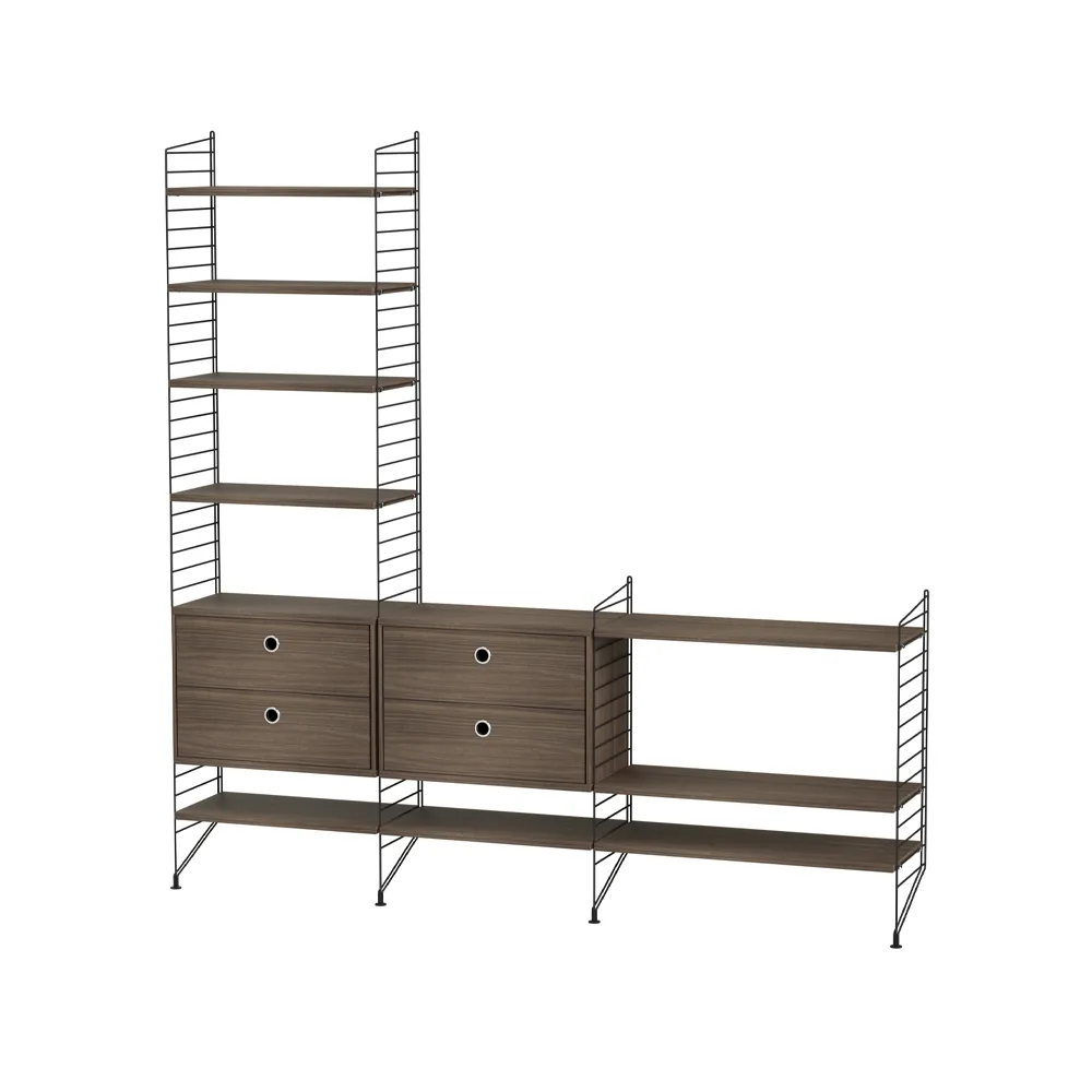 Scaffale da salotto String noce e nero - combinazione J String