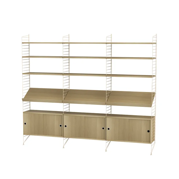 Scaffale da salotto String rovere e beige - combinazione G - String