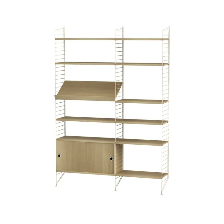 Scaffale da salotto String rovere e beige - combinazione H - String
