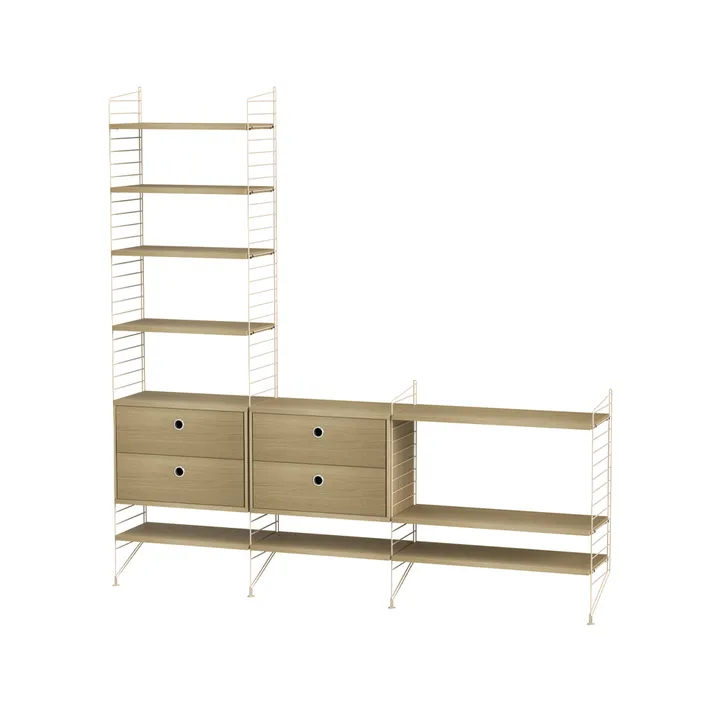 Scaffale da salotto String rovere e beige - combinazione J - String
