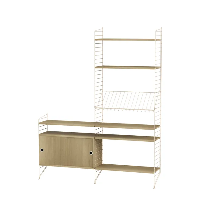 Scaffale da salotto String rovere e beige - combinazione K - String