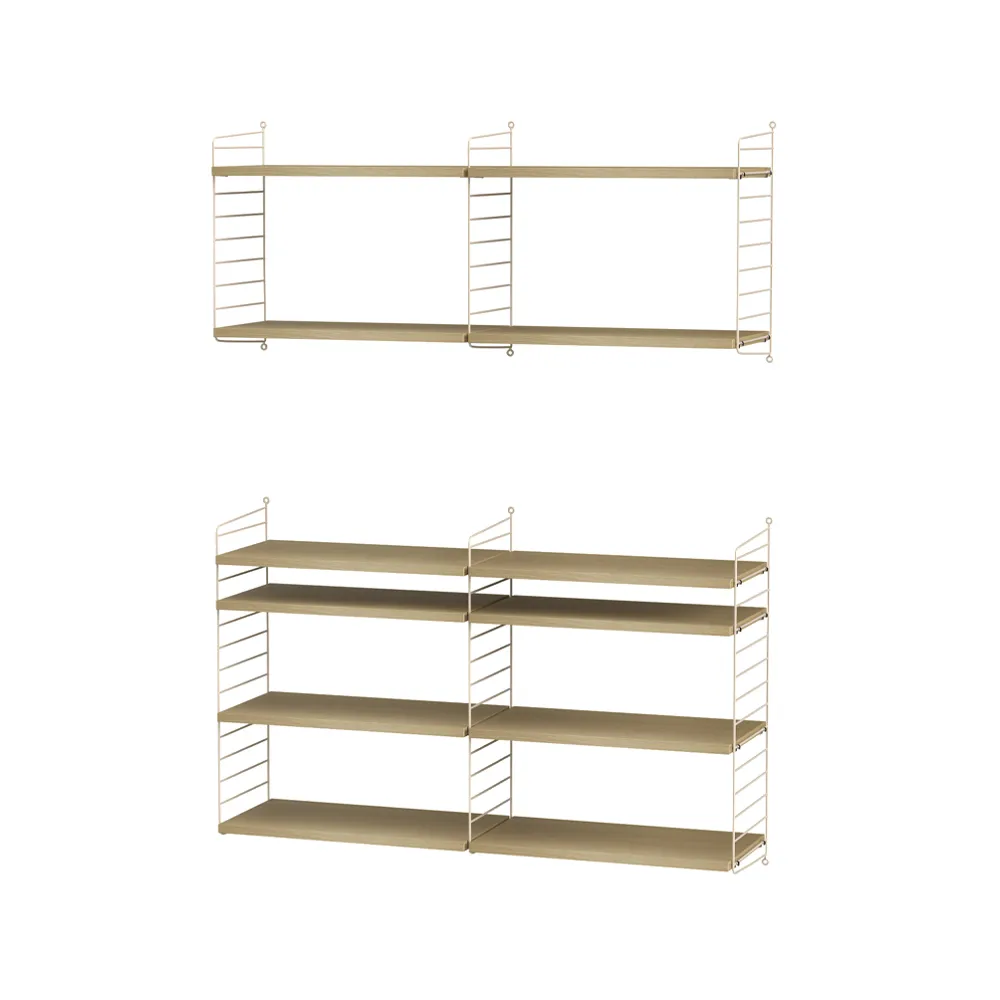 Scaffale da salotto String rovere e beige - combinazione N,  String