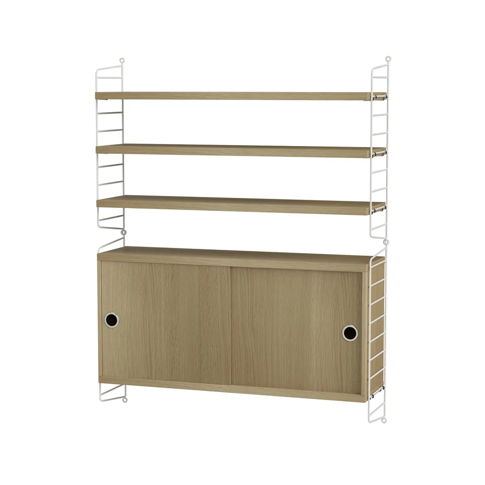 Scaffale da salotto String rovere e bianco - combinazione I String