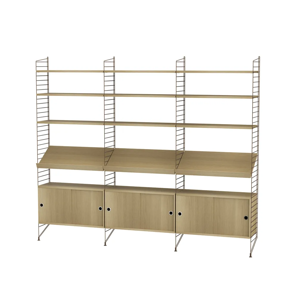 Scaffale da salotto String rovere e marrone - combinazione G,  String