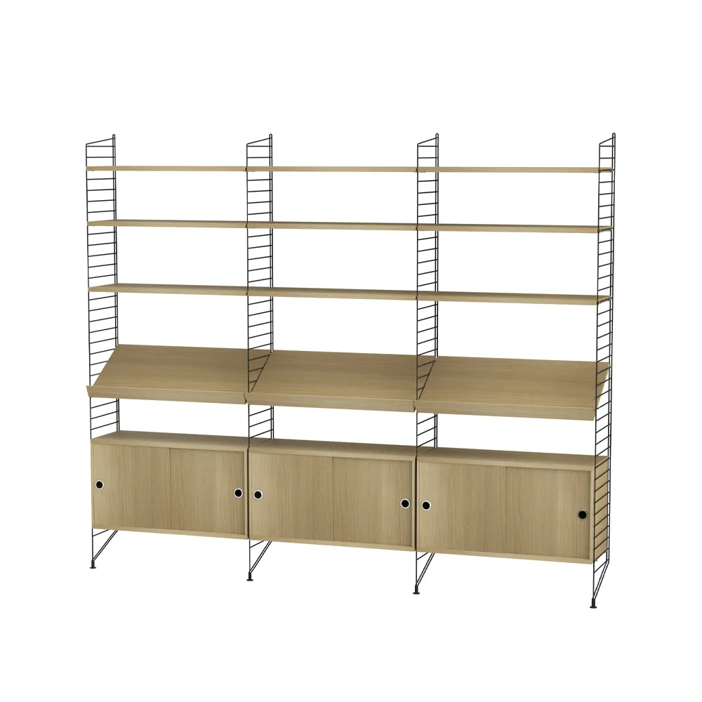 Scaffale da salotto String rovere e nero - combinazione G String