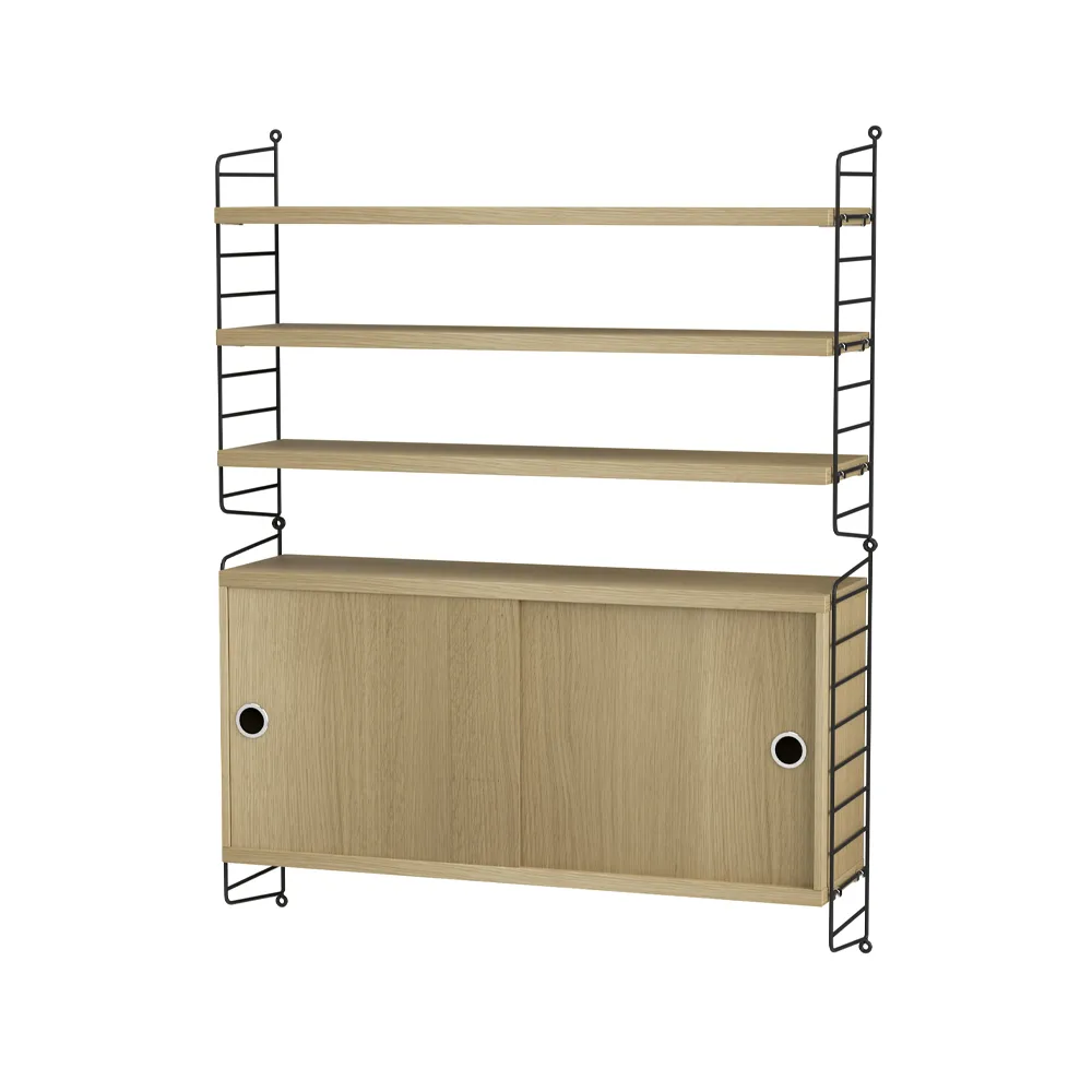 Scaffale da salotto String rovere e nero - combinazione I String